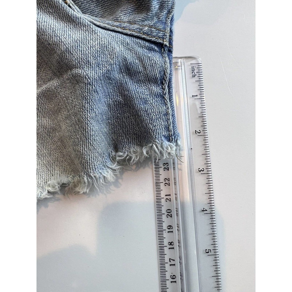 American Eagle Hi-Rise Festival Shorts Womens 4 Blue Denim Distressed Casual - Picture 6 of 9
